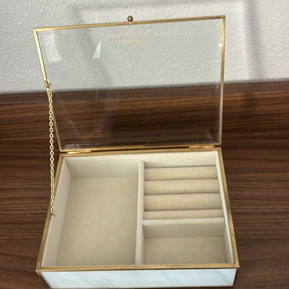 V-HANVER Modern  Clear Glass Jewelry Box with Velvet Tray / Excellent - Picture 5 of 10